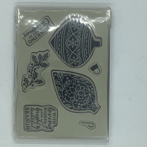 Unused Stampin Up EMBELLISHED ORNAMENTS 7 pc Stamp Set Retired 139759 Christmas - Picture 2 of 3